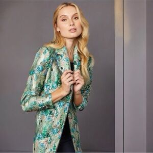 Silk Blue and Green Blend  Floral Blazer, NWT, Size 2